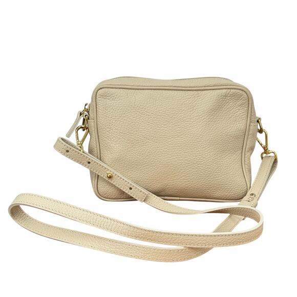 Quince Italian Leather Crossbody Bag Women's SZ M Cream Pebbled Bags Adjustable - Picture 1 of 9